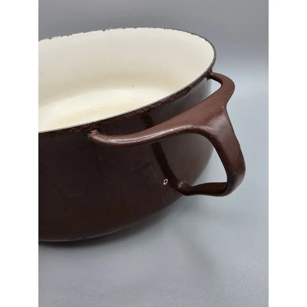 Vintage Dansk 2 Qt Brown Kobenstyle Cast Iron & Enamel Casserole Dish Pot READ
